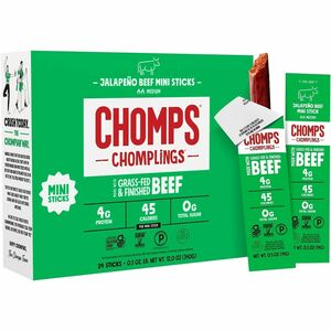 CHOMPS Chomplings Jalepeno Beef Jerky Sticks - 0.50 oz - 24 / Pack
