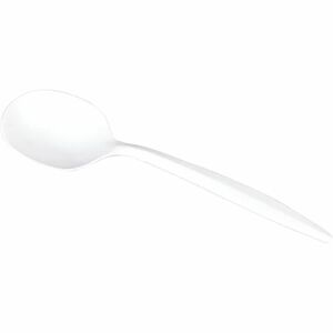 Karat Soup Spoon Med-weight/White - Soup Spoon - Soup Spoon - Restaurant, Cafeteria - Polypropylene Plastic - White - 100/Box - 10 / Carton