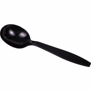 Karat Soup Spoon, Extra Heavy-Weight/BK - Soup Spoon - Soup Spoon - Restaurant, Cafeteria - Polystyrene, Plastic - Black - 100/Box - 10 / Carton