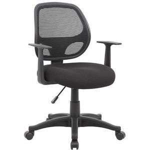 Boss Commercial Grade Mesh Task Chair w/T-Arms - High Density Foam (HDF) Seat Material - Mesh Back Material - 5-star Base - Black - Mesh, Fabric - Armrest - 1 Each