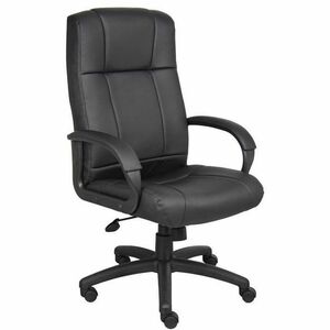 Boss Caressoftplus Vinyl Executive High Back Chair - High Back - 5-star Base - Black - Fabric - Armrest - 1 Each