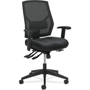 HON Crio Asynchronous Mesh Mid-Back Task Chair - Black Seat Color - Leather Seat Material - Black Back Color - Mesh Back Material - Black Frame Color - High Back - 5-star Base