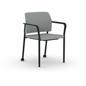 HON Accommodate Fixed Arms Guest Chair - Steel Frame Material - Four-legged Base - Gray - Vinyl - Armrest - 2 / Carton
