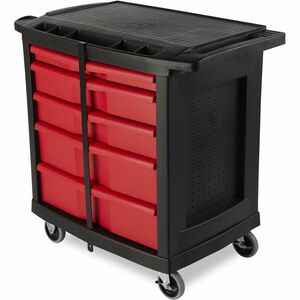 Rubbermaid Commercial 5 Drawer Mobile Work Center, Black - 5 Drawer - 250 lb Load Capacity - 4 Casters - 4" Caster Size - 32.63" Length x 19.90" Width x 33.50" Height - Black,