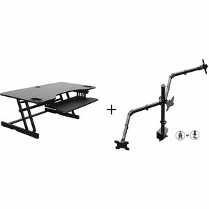 Rocelco R ADRB-45-DM3 Standing Desk Converter Bundle - 40 lb Load Capacity - 45" Width - Desktop - Black - For Multipurpose - Keyboard Tray