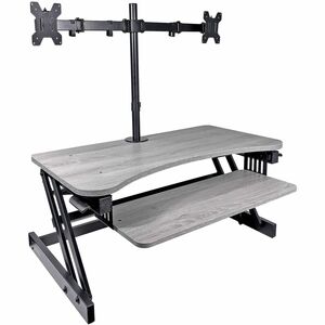 Rocelco R DADRG-DM2 Standing Desk Converter Bundle - 40" Width - Desktop - Gray - For Multipurpose - Grommet, Keyboard Tray
