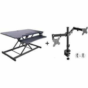 Rocelco R EDRB-46-DM2 Electric Desk Riser Bundle - 46" Width - Desktop - Black - For Multipurpose - Adjustable Height, Grommet