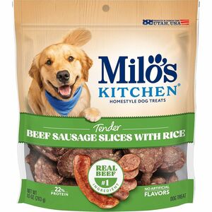 Milo's Kitchen Beef & Rice Dog Treats - For Dog - Sliced - Beef Sausage, Rice - 10 oz
