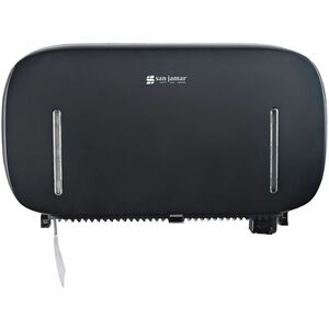 San Jamar Timeless Twin-Roll Bathroom Tissue Dispenser - Roll Dispenser - 2 x Roll - 20" Height x 11.6" Width x 4.8" Depth - Plastic - Black - Durable, Easy-to-load, Wall Moun