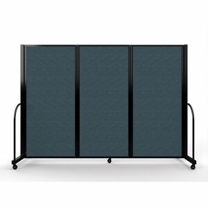 Screenflex Portable Partitions Full Motion Room Dividers - 3 Panels - 103" Width x 72" Height - Steel Frame - Fabric, Polyester - Blue - 1 Each