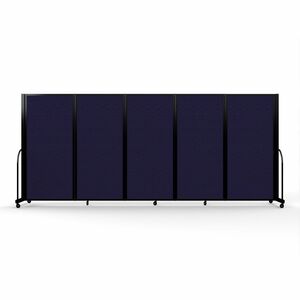 Screenflex Portable Partitions Full Motion Room Dividers - 5 Panels - 14.1 ft Width x 72" Height - Steel Frame - Fabric, Polyester - Navy - 1 Each