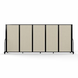 Screenflex Portable Partitions Full Motion Room Dividers - 5 Panels - 14.1 ft Width x 72" Height - Steel Frame - Fabric, Polyester - Sand - 1 Each