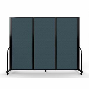 Screenflex Portable Partitions Full Motion Room Dividers - 3 Panels - 103" Width x 82" Height - Steel Frame - Fabric, Polyester - Blue - 1 Each