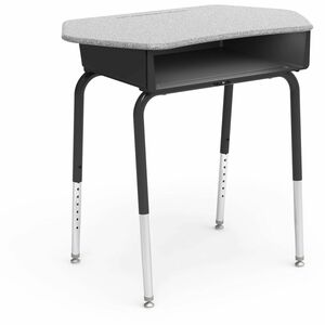 Lorell Open-Front Student Desk - x 33" Width x 20" Depth - Material: Hard Plastic - Finish: Gray Nebula - Durable, Storage Space - For Student, Book, Storage - 2 / Carton