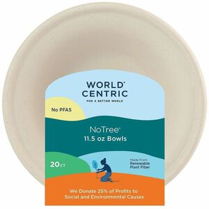 No Tree 11.5oz Fiber Bowls - Commercial, Food - Beige - Fiber, Bamboo Body - 20 / Pack