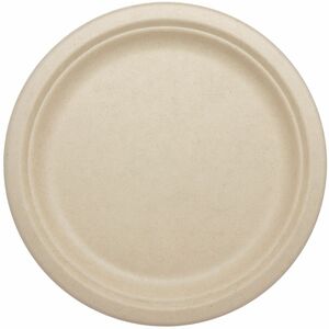 World Centric 10" Compostable Fiber Plates - Breakroom, Picnic, Party - 10" Diameter - Beige, Natural - Fiber Body - 20 / Pack