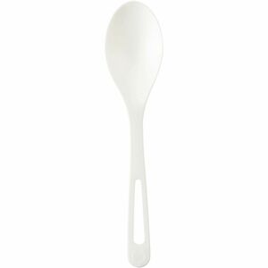 World Centric 6" TPLA Spoons - Spoon - Spoon - Breakroom - Dishwasher Safe - Plastic, Talc-filled Polylactic Acid (TPLA) - Beige - 24 / Pack