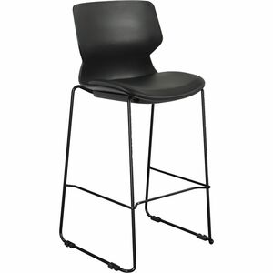 Lorell LORELL Dex Sled-Base Bistro Chair - Polyurethane Seat Material - Molded Plastic Back Material - Metal Frame Material - Sled Base - Black