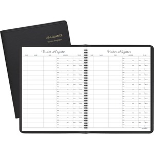 At-A-Glance Visitor's Register Book - 60 Sheet(s) - Wire Bound - 8.50" x 11" Sheet Size - Black - White Sheet(s) - Black Cover - 1 Each