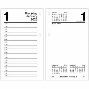 At-A-Glance Loose-Leaf Desk Calendar Refill withTabs - Standard - Julian Dates - Daily - 12 Month - January 2026 to December 2026 - 7:00 AM to 5:00 PM - Half-hourly, 8:00 AM t