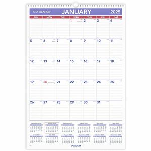 At-A-Glance Wall Calendar - Large Size - Julian Dates - Monthly - 12 Month - January 2024 - December 2024 - 1 Month Single Page Layout - 15 1/2" x 22 3/4" White Sheet - 2.06"