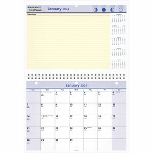 At-A-Glance QuickNotes Monthly Wall Calendar - Julian Dates - Monthly - 1 Year - January 2022 till December 2022 - 1 Month Single Page Layout 1 Month Double Page Layout - 11"