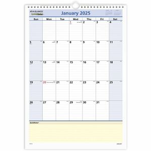 At-A-Glance QuickNotes Wall Calendar - Medium Size - Julian Dates - Monthly - 12 Month - January 2024 - December 2024 - 1 Month Single Page Layout - 12" x 17" Sheet Size - 1.5