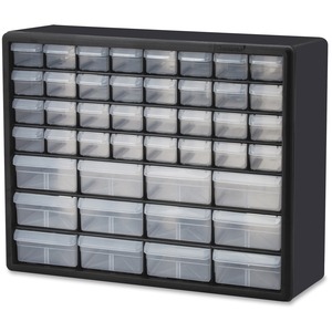 Akro-Mils 44-Drawer Plastic Storage Cabinet - 44 Compartment(s) - 15.8" Height6.4" Depth x 20" Length - Unbreakable, Stackable, Finger Grip - Black - Polystyrene - 1 Each