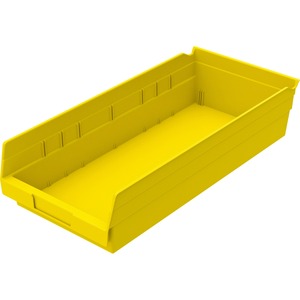 Akro-Mils Economical Storage Shelf Bins - 4" Height x 8.4" Width x 17.9" Depth - Water Proof, Label Holder, Corrugated, Durable, Grease Resistant, Oil Resistant - Yellow - Pol