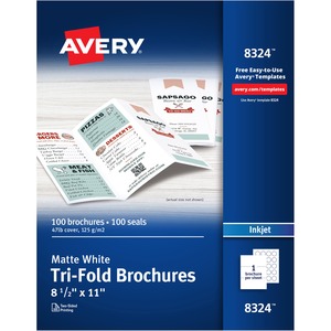 Avery® Inkjet Brochure/Flyer Paper - White - 108 Brightness - Letter - 8 1/2" x 11" - Matte - 100 / Box