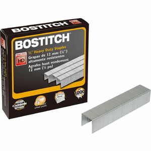 Bostitch 1/2" Heavy Duty Chisel Point Staples 1000 - Heavy Duty - 1/2" Leg - 1/2" Crown - Holds 85 Sheet(s) - Chisel Point - Silver - High Carbon Steel - 0.7" Height x 0.5" Wi