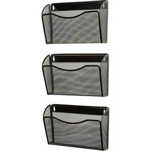 Rolodex Expressions Mesh 3-Pack Hanging Wall Files - 3 Pocket(s) - 33.5" Height x 14" Width x 6.6" Depth - Black - Steel - 1 / Each