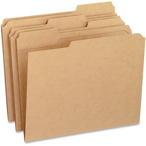 Pendaflex 1/3 Tab Cut Letter Recycled Top Tab File Folder - 8 1/2" x 11" - 3/4" Expansion - Top Tab Location - Assorted Position Tab Position - Kraft - Kraft - 10% Recycled -