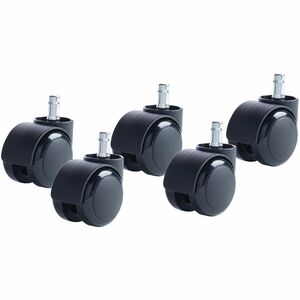 Master Mfg. Co Futura Chair Mat Casters - 7/16" Dia. x 7/8" Long Stem, 120 lbs./Caster, Matte Black Finish, 5/Set