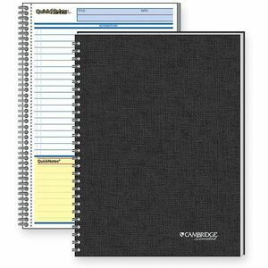Mead QuickNotes 1 - Subject Business Notebook - Jr.Legal - 80 Sheets - Wire Bound - 20 lb Basis Weight - Jr.Legal - 5" x 8" - White Paper - Black Binding - BlackLinen Cover -
