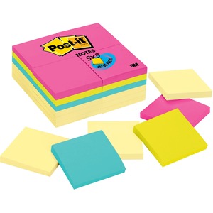 Post-it® Notes Value pack - Canary Yellow and Cape Town Color Collection - 2400 - 3" x 3" - Square - 100 Sheets per Pad - Unruled - Assorted - Paper - Self-adhesive, Repositio