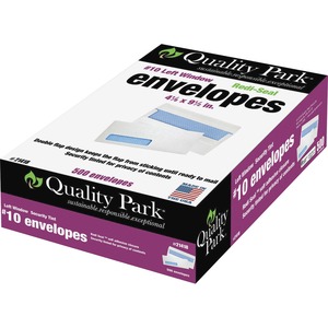 Quality Park No. 10 Single Window Security Tinted Business Envelopes with a Self-Seal Closure - Single Window - #10 - 4 1/8" Width x 9 1/2" Length - 24 lb - Self-sealing - Wov