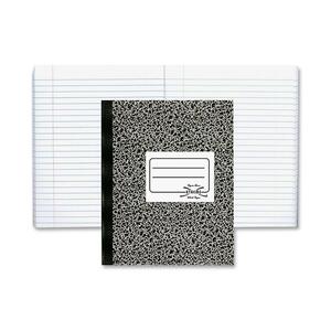 Rediform College Ruled Composition Books - 80 Sheets - Sewn - College Ruled - Ruled Red Margin - 7 7/8" x 10" - White Paper - Black Cover Marble - Subject - 1 Each