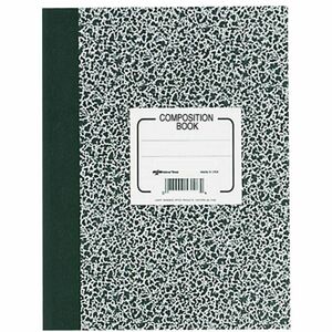 Rediform College Rule Composition Book - 80 Sheets - Sewn - Ruled - 8 3/8" x 11" - White Paper - Black Cover Marble - Subject - 1 Each