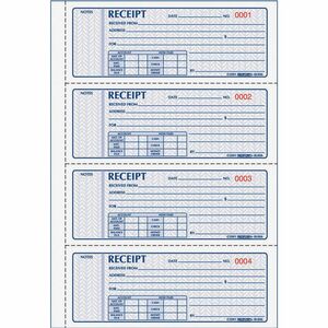 Rediform 3-part Carbonless Money Receipt Book - 100 Sheet(s) - Book Bound - 3 PartCarbonless Copy - 7" x 2.75" Sheet Size - Assorted Sheet(s) - Red, Blue Print Color - 1 Each