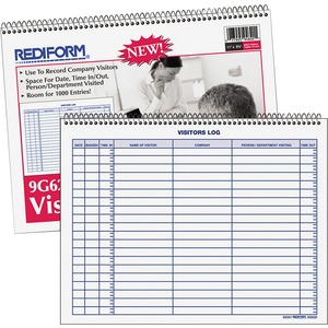 Rediform Visitor's Log Book - 50 Sheet(s) - Wire Bound - 1 Part - 11" x 8.50" Sheet Size - White - White Sheet(s) - Blue Print Color - Recycled - 1 Each