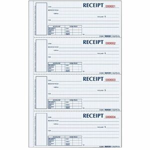 Rediform Hardbound Numbered Money Receipt Books - 200 Sheet(s) - 3 PartCarbonless Copy - 2.75" x 6.87" Form Size - 8" x 11" Sheet Size - White, Canary, Pink - Red Print Color