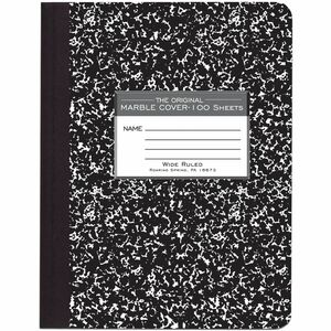 Roaring Spring Wide Ruled Hard Cover Composition Book - 100 Sheets - 200 Pages - Printed - Sewn/Tapebound - Both Side Ruling Surface - Ruled Red Margin - 15 lb Basis Weight -