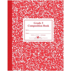 Roaring Spring Grade School Ruled Marble Flexible Cover Composition Book - 50 Sheets - 100 Pages - Printed - Sewn/Tapebound - Both Side Ruling Surface Red Margin - 15 lb Basis
