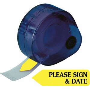 Redi-Tag Please Sign and Date Arrows In Dispenser - 120 x Yellow - 1 7/8" x 9/16" - Arrow - "Sign & Date" - Yellow - Removable, Self-adhesive - 120 / Pack