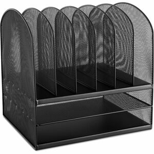 Safco Onyx 2 Horizontal/6 Upright Desk Organizer - 8 Compartment(s) - 13" Height x 13.25" Width x 11.50" Depth - Desktop - Black - Steel - 1 Each