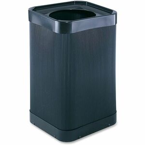 Safco At-Your-Disposal 12" Open Waste Receptacle - 38 gal Capacity - 12" Opening Diameter - 32" Height x 18" Width x 18" Depth - Polyethylene - Black - 1 Each