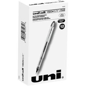 uniball™ Vision Elite Rollerball Pens - Bold Pen Point - 0.8 mm Pen Point Size - Refillable - Black Gel-based Ink - 1 Each