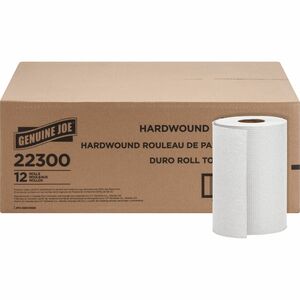 Genuine Joe Hardwound Roll Paper Towels - 7.88" x 350 ft - 2" Core - White - 12 / Carton