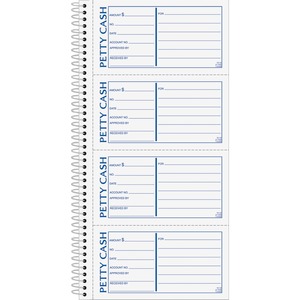 TOPS Duplicate Petty Cash Book - Wire Bound - 2 PartCarbonless Copy - 2.75" x 5" Form Size - 5.50" x 11" Sheet Size - White, Yellow - Blue, Red Print Color - 1 / Each